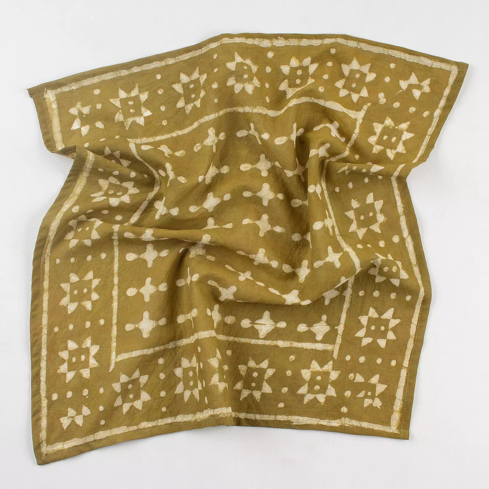 Soft Green Hand Block Print Cotton Bandana for Men 626